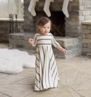 Omi Jo Well Dressed Wolf Black Ticking Stripe Maxi Dress Size 8 NEW NWT